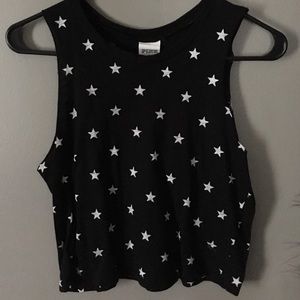 Black & white star print crop top