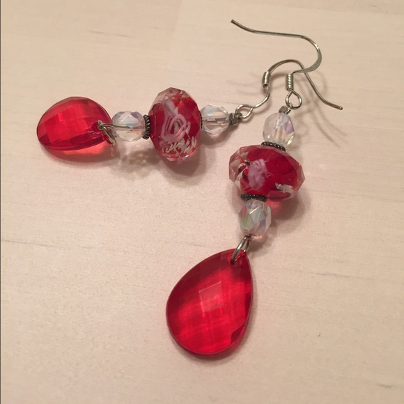 Red and white earrings