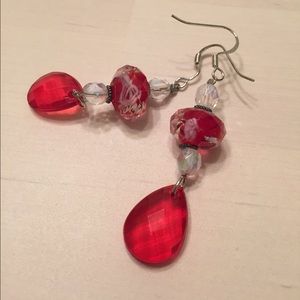 Red and white earrings