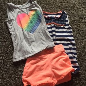 2 girls size 5 shirts and 1 size 5 girls short