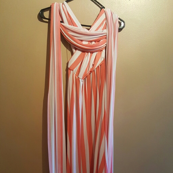 Boutique wrap dress (coral/white)