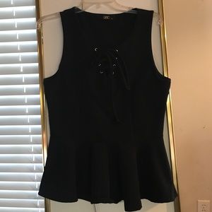 Peplum lace up top