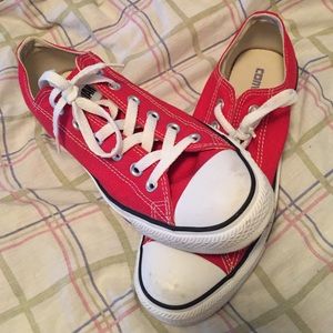 Converse red low top sneakers, red, size 10
