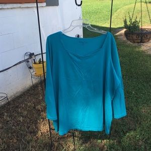 Teal 3/4 Sleeve Sweetheart Neckline T-Shirt