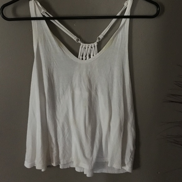 White crop top w/ crochet back