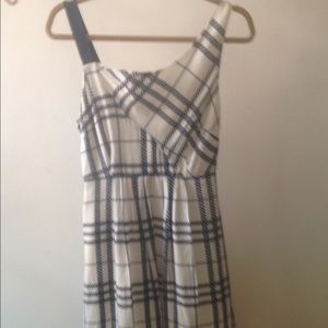 Preppy silk dress white and navy