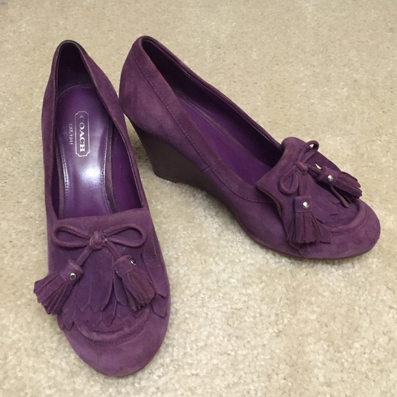Coach purple suede Oxford wedges