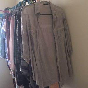 Brandy Melville Beige Button Up Shirt