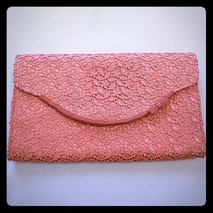Lace peach clutch