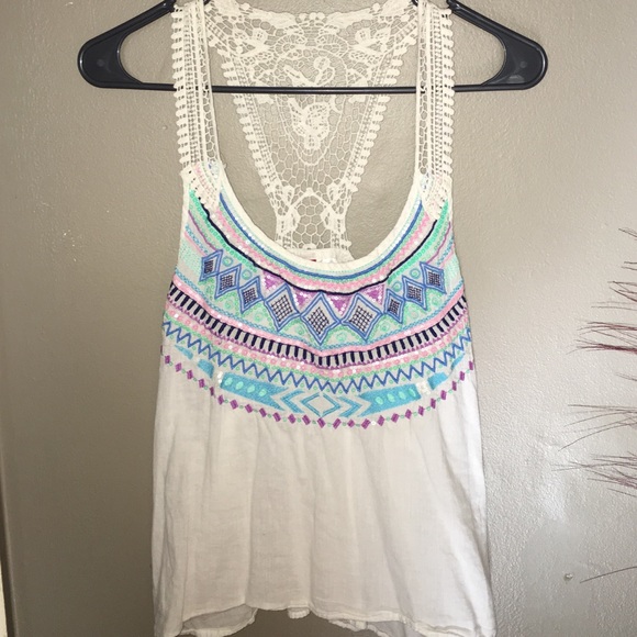 Laced, multi-colored tank top