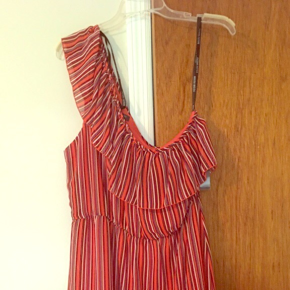 One shoulder multi color dress