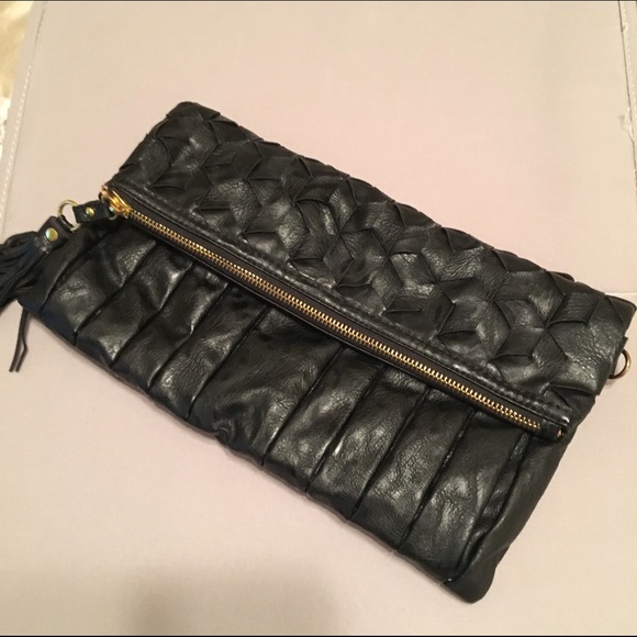 Black Faux Leather Clutch
