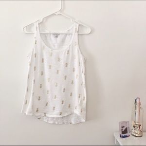 Gold Pineapple Pattern White Tank