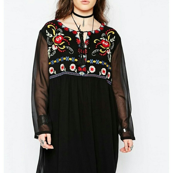 Boohoo Embroidered Dress