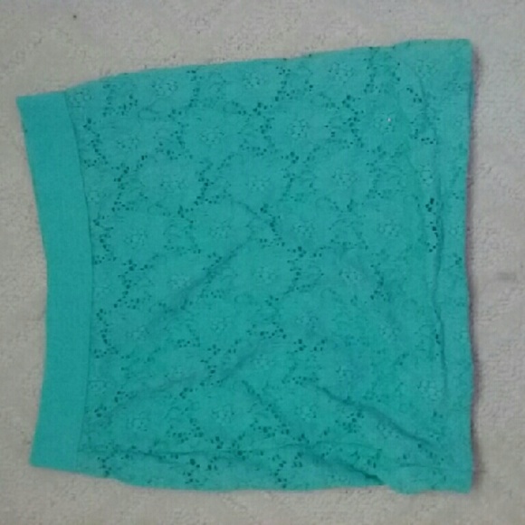 Teal Lace Mini Skirt - Picture 2 of 3