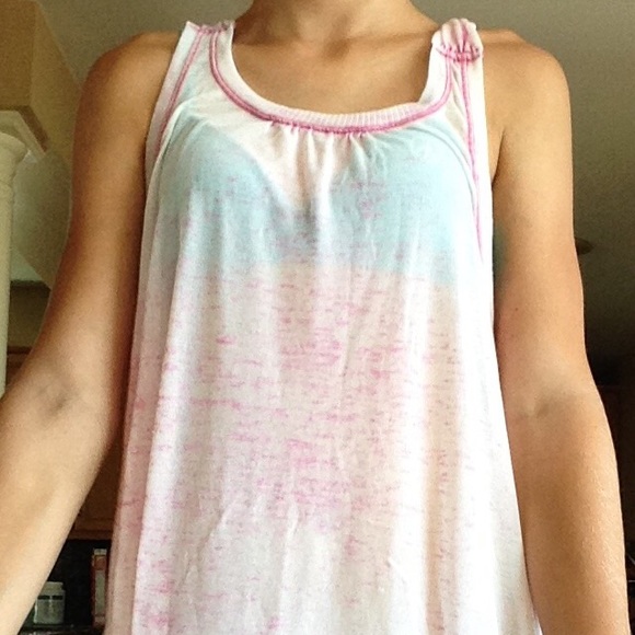 Pink and White bathing suit coverup.