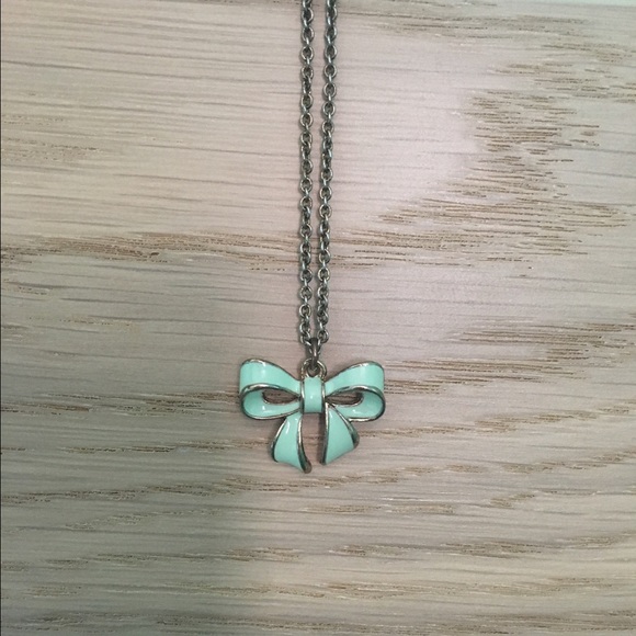 Aqua ribbon necklace