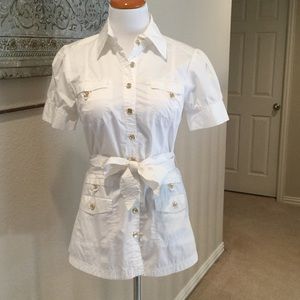 Bebe button down belted tunic