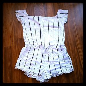 NWOT Vertical striped off the shoulder romper