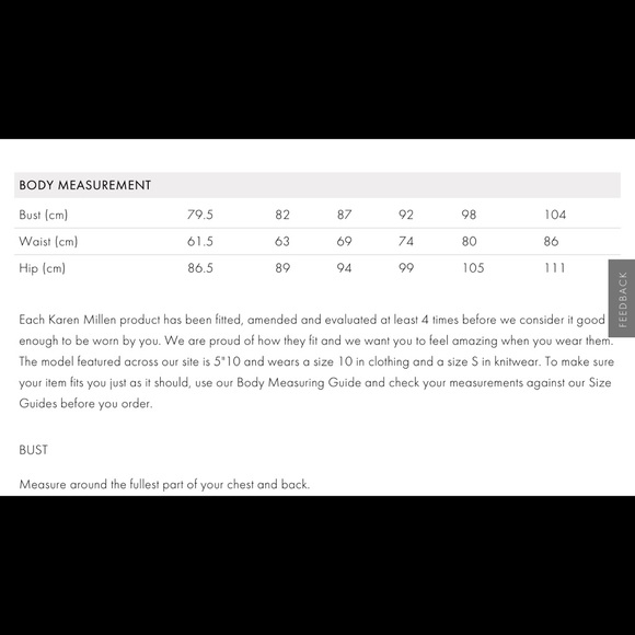 Size guide to KM