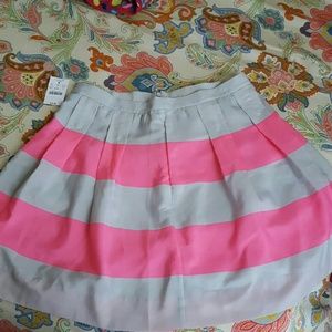 NWT J Crew pink and grey stripe skirt
