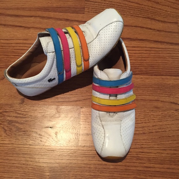 🎉lowest!! white leather Lacoste tennis shoes,sz 8