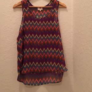Multi color chevron print tank top