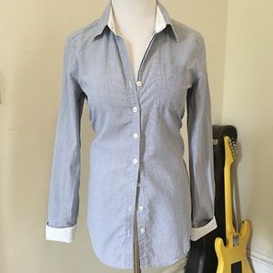 Blue and white relaxed button down