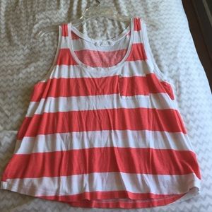 Coral & white striped top