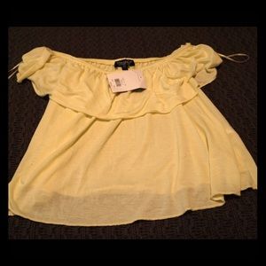 Yellow Topshop shoulder less crop top