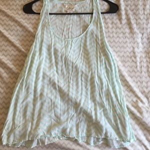 Aqua and white chevron top