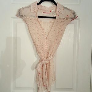 Sheer polka-dot wrap top