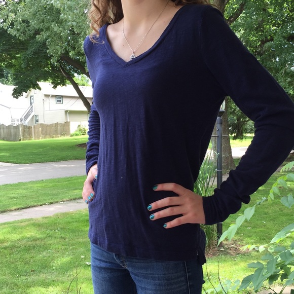 Navy blue long sleeve tee shirt - Picture 2 of 3