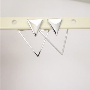 Metallic triangle earrings- Silver