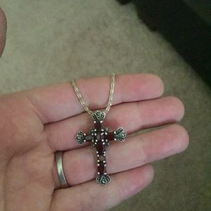 Sterling silver and garnet cross