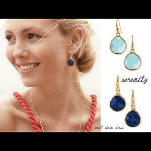 Stella & Dot Navy Blue Serenity Stone Earrings