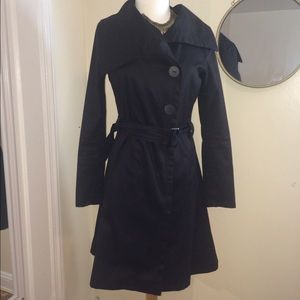 Soia & Kyo Black Trench Coat Size Small