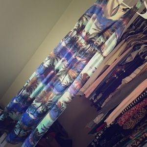 Palm tree print maxi dress