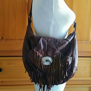 Vintage leather boho hippie purse