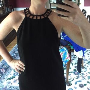 Black boutique dress cage detail on neck