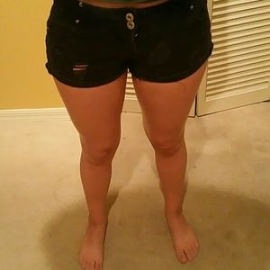 Black jean shorts