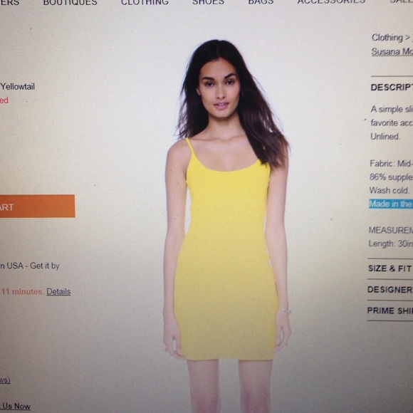 Price reduced ! Susana Monaco Yellow Slip Dress