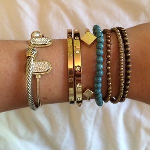 Boho Beaded Bracelet & Three-Toned Brown Bracelet