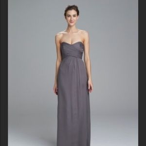 Amsale G629C charcoal silk chiffon maxi