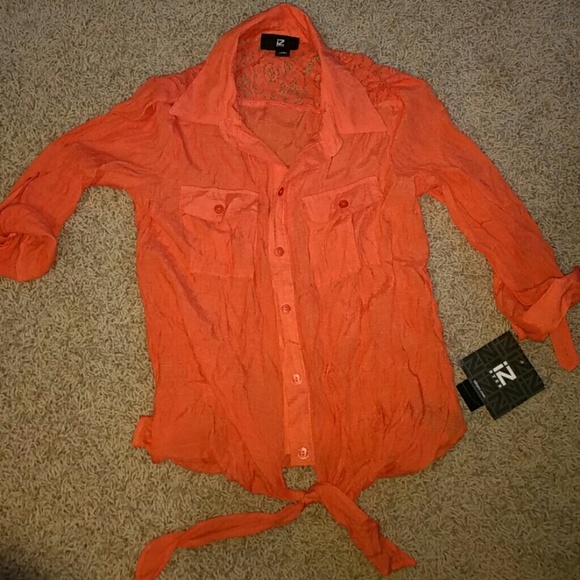 Orange button up