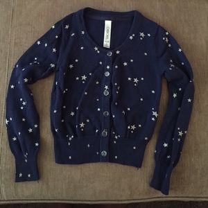 Girls Navy and Silver Cardigan Sweater (XS)
