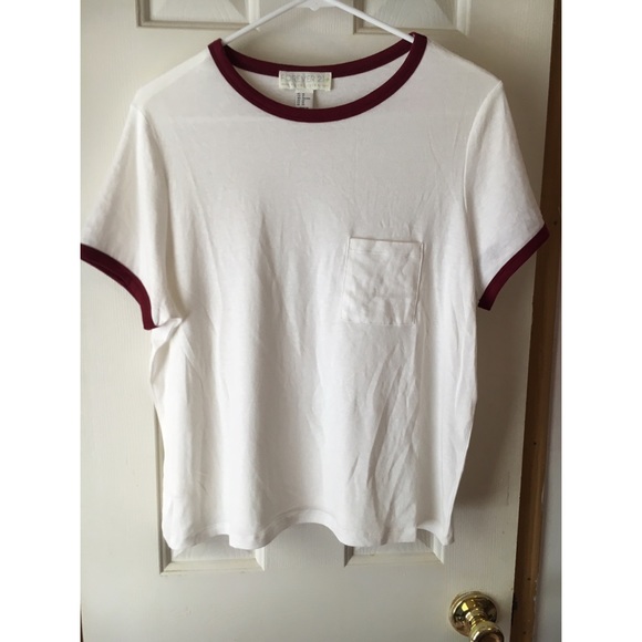 F21 Maroon/White Ringer Tee