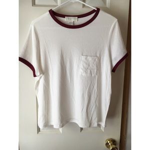 F21 Maroon/White Ringer Tee