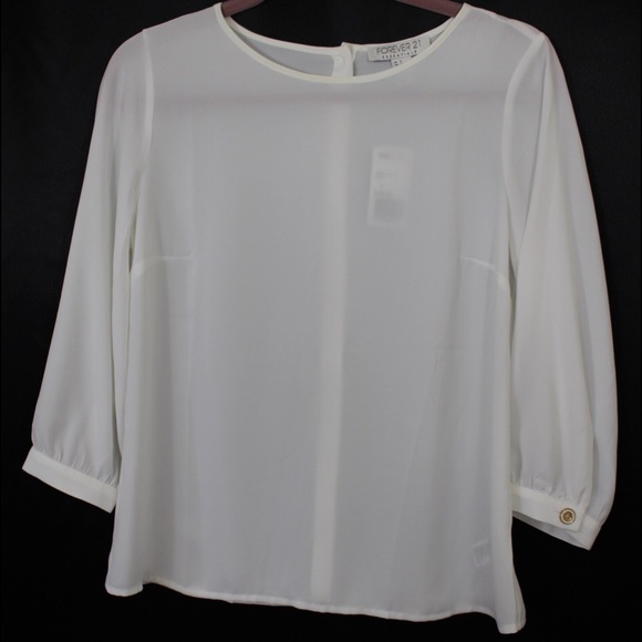 Sheer White 3/4 length sleeve Blouse