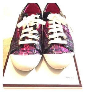 Coach sneakers pink plaid and black